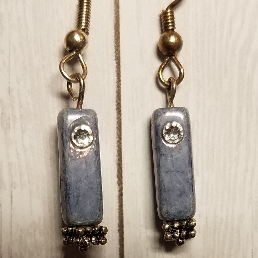 earrings handcrafted hypo-allerg. purple crystal